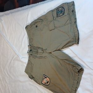 american living mens cargo shorts olive military patchstreetwear  cotton size 32